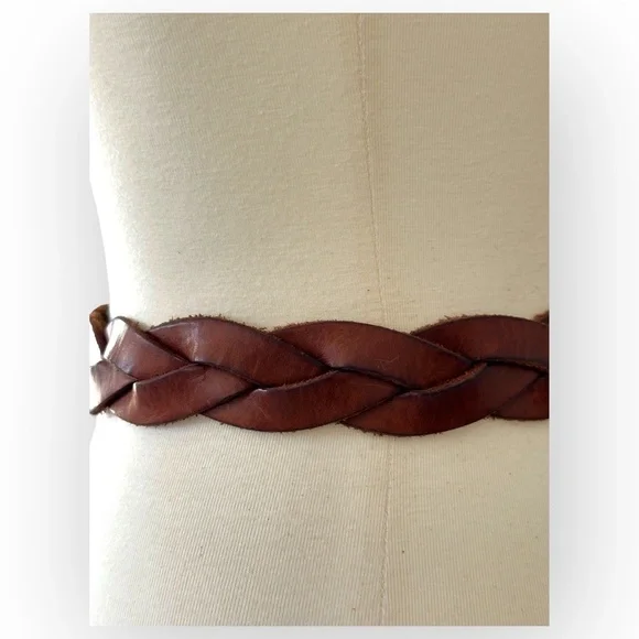 True Vintage Brown Gold Braided Oval Buckle Belt Size L - Picture 5 of 11